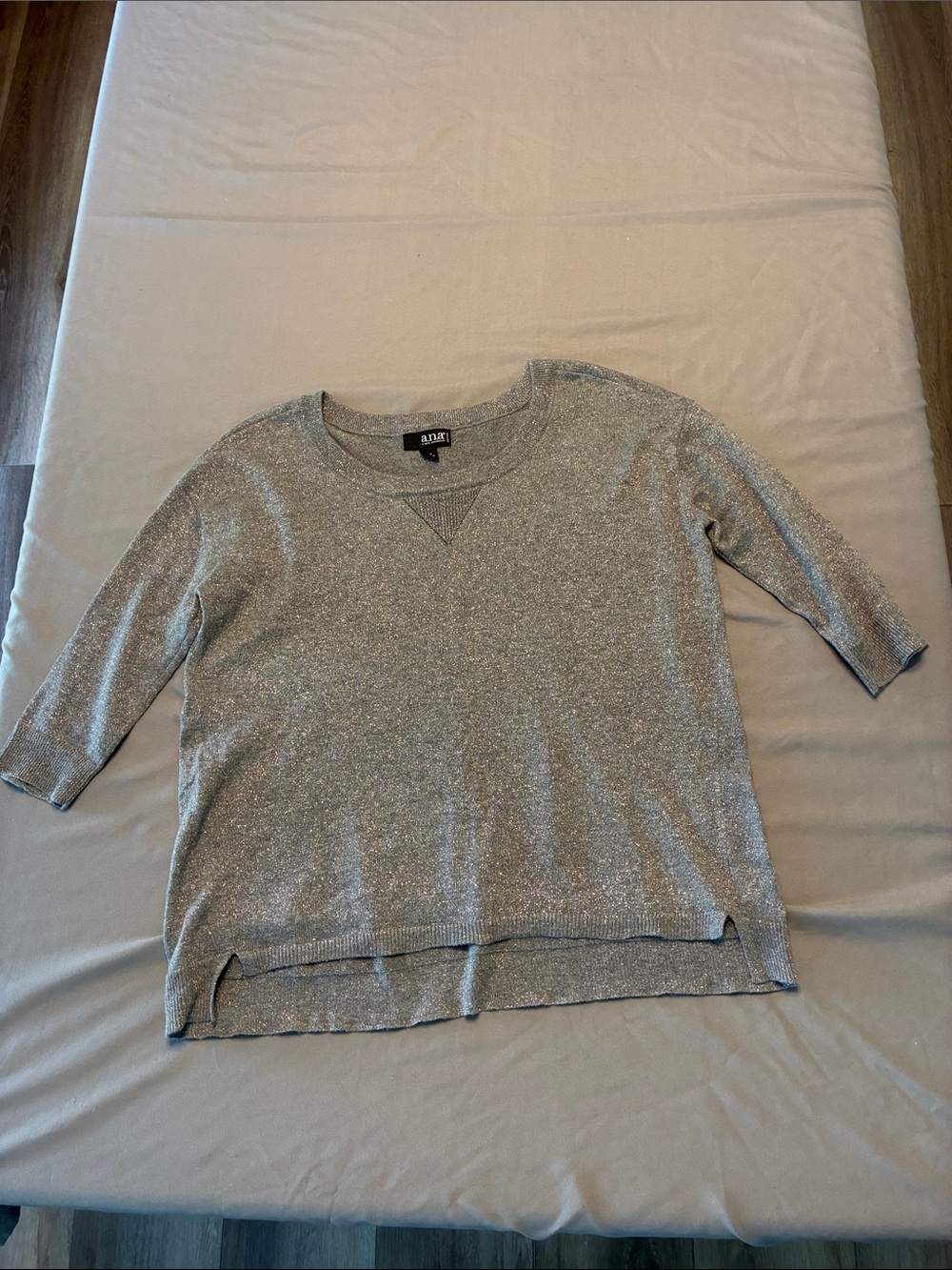 a.n.a Silver Sparkle Crewneck Sweater